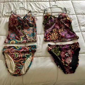 2 Victoria's Secret Tankini Swim Suits with Free Black Cover-Up Size 36C